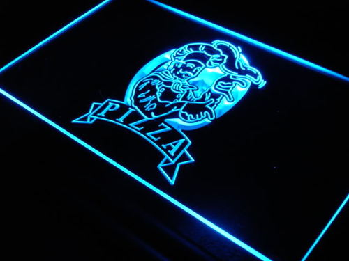 Pizza Shop Cafe Restaurant Logo Neon Light Sign